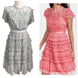 Needle & Thread Darcy Floral Embroidered Lace Ruffled Mini Dress 8